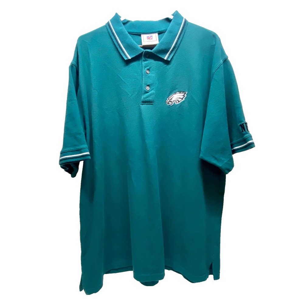 Vintage Philadelphia Eagles Polo Shirt Men's 2XL Green NFL Sports Apparel Top
